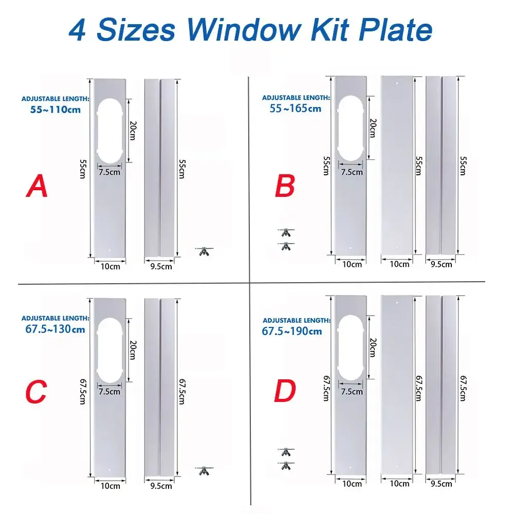 Portable Air Conditioner Window Vent Kit - Adjustable Slide Seal Plate & Exhaust Hose Adapter for 15cm/13cm Outlets, Easy Install showcase 1