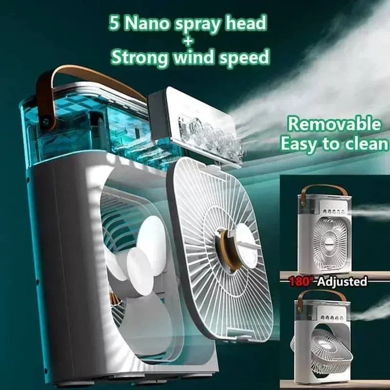 Portable 3-in-1 Air Cooler Fan Humidifier with 7 Color LED Night Light - Personal Air Conditioner for Home & Office thumbnail 4