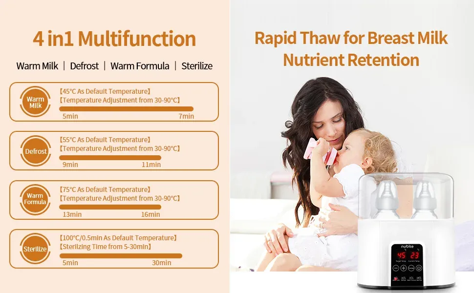 Multi-function Baby Bottle Warmer & Sterilizer: Fast Heating, Accurate Temp Control, Steam Disinfection, Thaw Function - Ideal for Breast Milk & Formula showcase 8