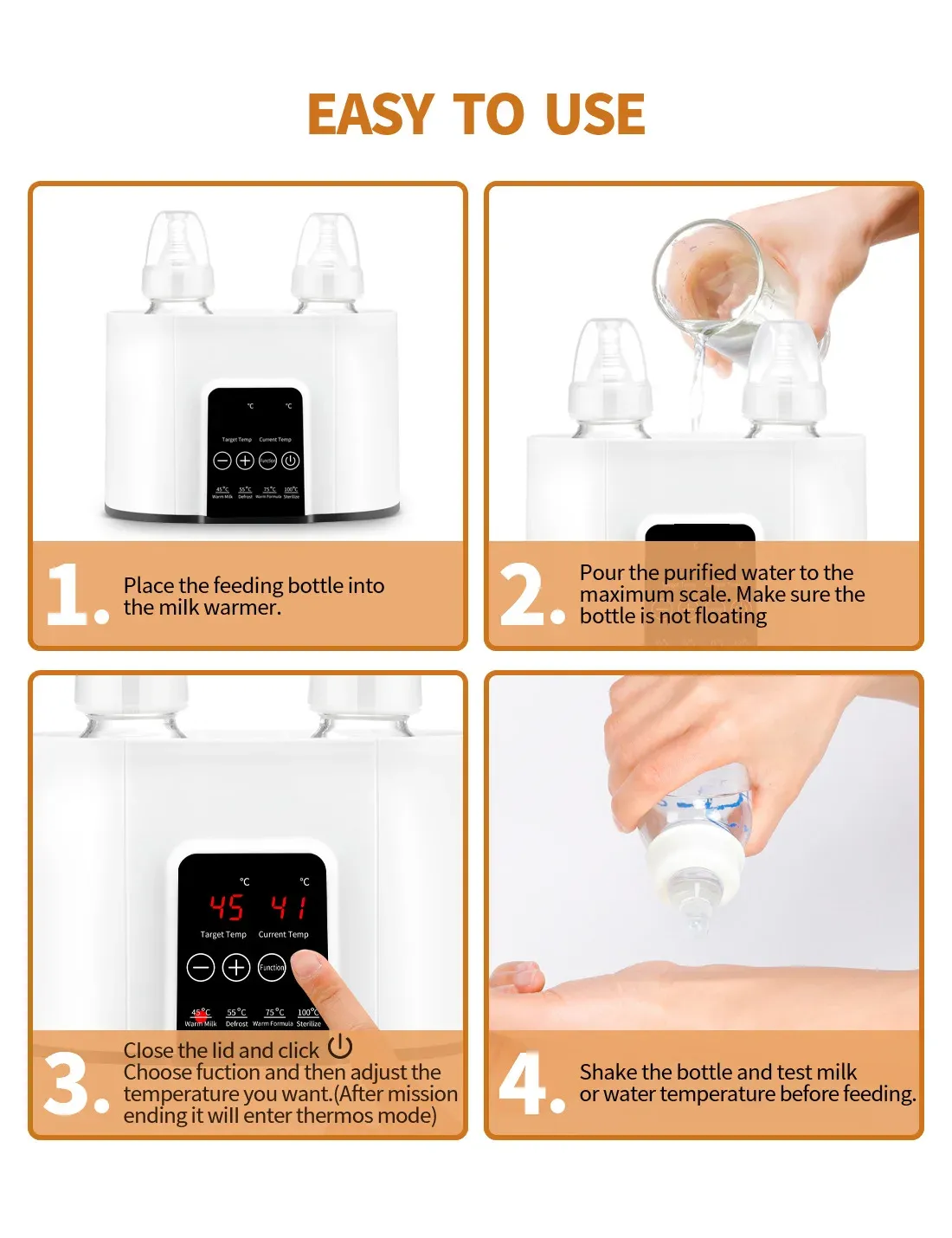 Multi-function Baby Bottle Warmer & Sterilizer: Fast Heating, Accurate Temp Control, Steam Disinfection, Thaw Function - Ideal for Breast Milk & Formula showcase 4