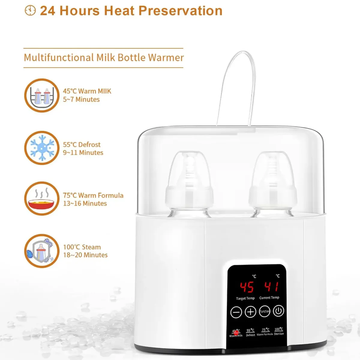 Multi-function Baby Bottle Warmer & Sterilizer: Fast Heating, Accurate Temp Control, Steam Disinfection, Thaw Function - Ideal for Breast Milk & Formula showcase 2