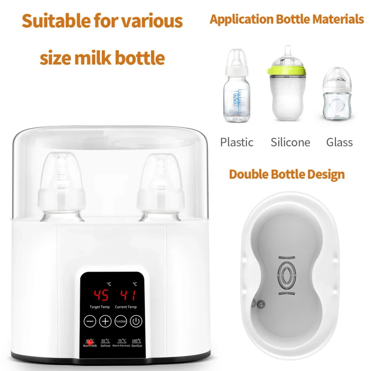 Multi-function Baby Bottle Warmer & Sterilizer: Fast Heating, Accurate Temp Control, Steam Disinfection, Thaw Function - Ideal for Breast Milk & Formula showcase 3