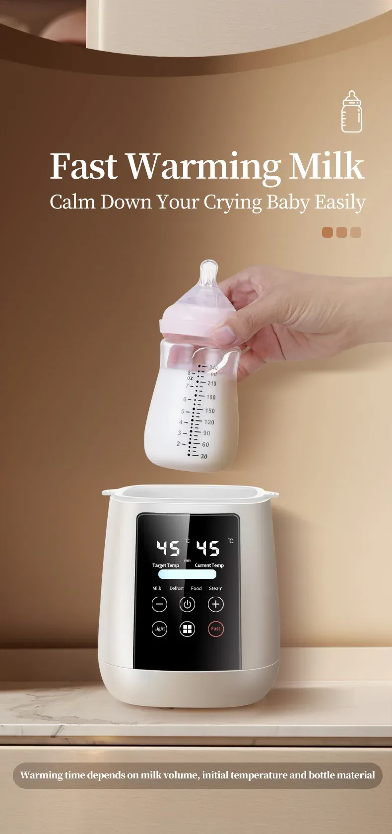 6-in-1 Baby Bottle Warmer and Sterilizer Multifunction Breast Milk Heater with Accurate Temperature Control and Anti-Dry Protection for New Parents showcase 2