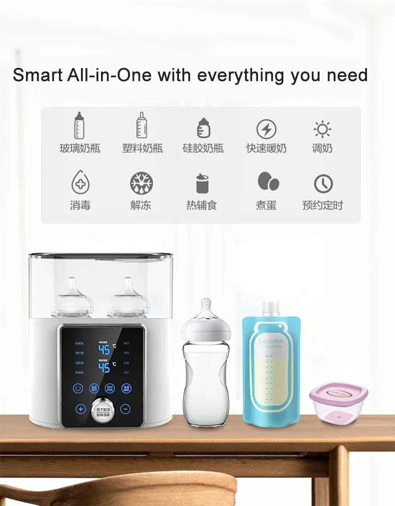 8-in-1 Multi-Function Baby Bottle Warmer & Sterilizer - Fast Heating, Defrost, Keep Warm, Timer for Formula & Breast Milk - Fits 2 Bottles showcase 9