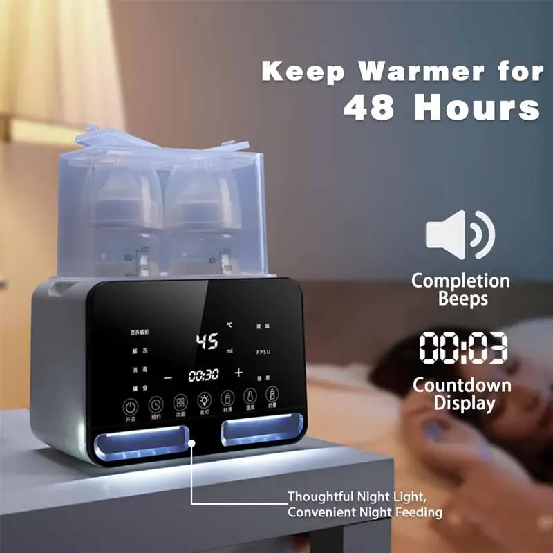 Multifunction Baby Bottle Warmer Sterilizer with Timer, Fast Milk Heater, Accurate Temperature Control, 48-Hour Constant Warm Water, Night Light, Newborn Essentials thumbnail 5