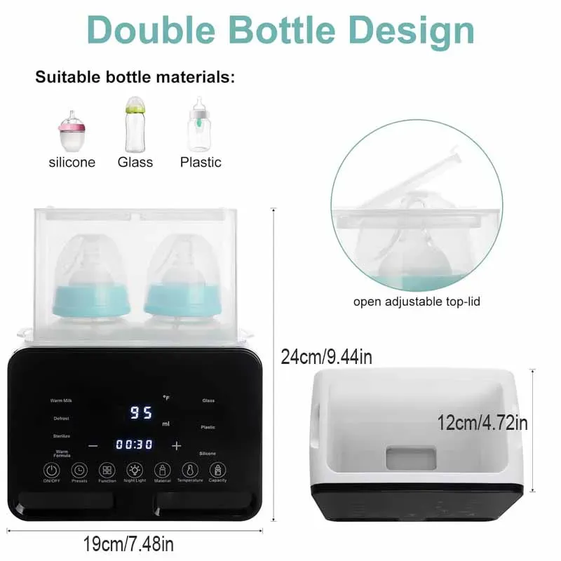 Multifunction Baby Bottle Warmer Sterilizer with Timer, Fast Milk Heater, Accurate Temperature Control, 48-Hour Constant Warm Water, Night Light, Newborn Essentials thumbnail 6