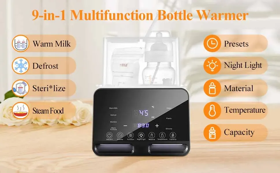 Multifunction Baby Bottle Warmer Sterilizer with Timer, Fast Milk Heater, Accurate Temperature Control, 48-Hour Constant Warm Water, Night Light, Newborn Essentials showcase 1