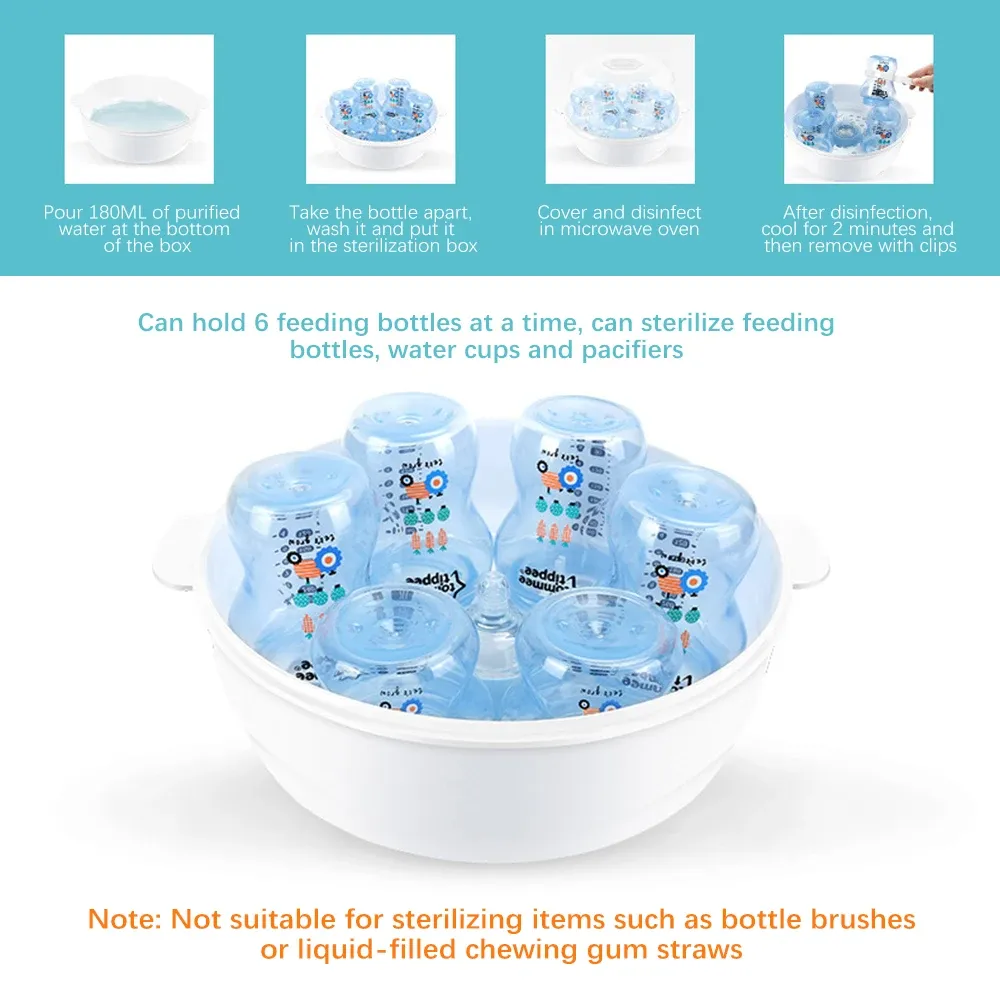 Baby Bottle Microwave Steam Sterilizer with Temperature Control - BPA Free Nipple Holder & Storage Box for Safe Warming thumbnail 6