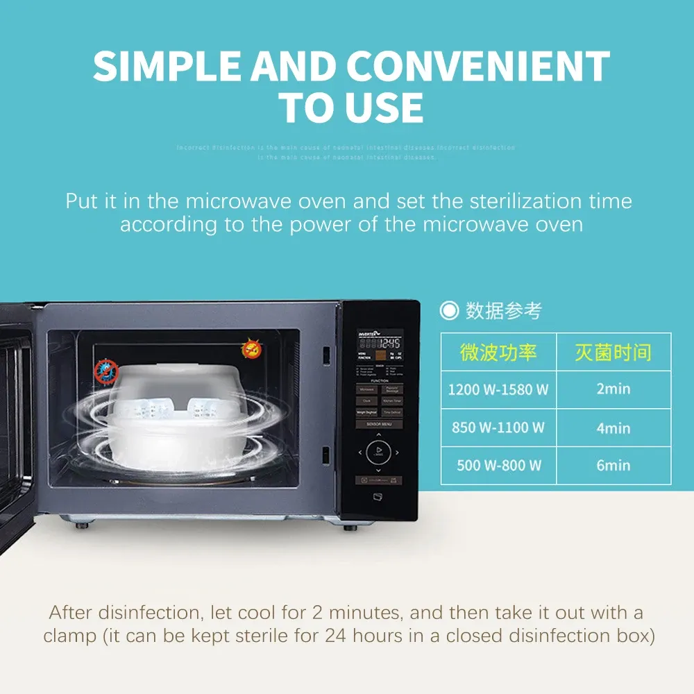 Baby Bottle Microwave Steam Sterilizer with Temperature Control - BPA Free Nipple Holder & Storage Box for Safe Warming thumbnail 3