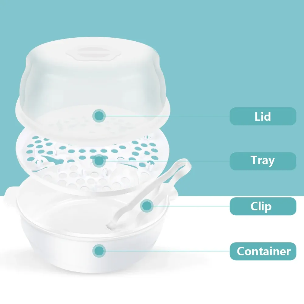 Microwave Steam Sterilizer for Baby Bottles - Fast Disinfection of 6 Bottles, Pacifiers, Cups in 2-6 Minutes - BPA-Free, Lightweight Travel Design showcase 13