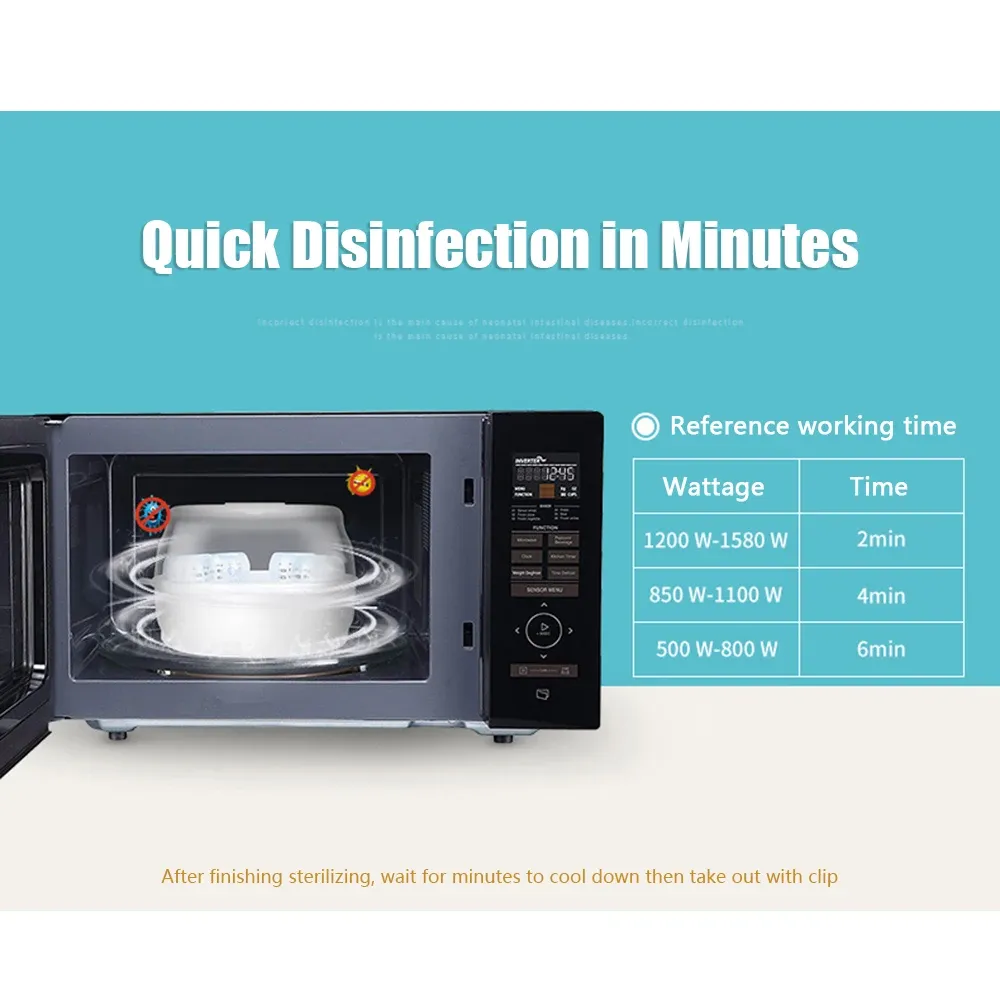 Microwave Steam Sterilizer for Baby Bottles - Fast Disinfection of 6 Bottles, Pacifiers, Cups in 2-6 Minutes - BPA-Free, Lightweight Travel Design - Image 6
