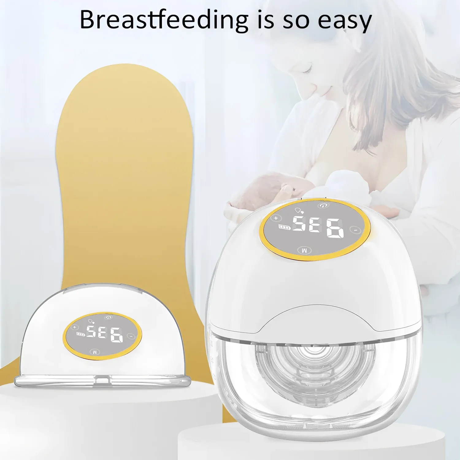 Wearable Breast Pump - Smart Electric Milk Collector with LED Display, 3 Modes, 2.2cm Suction Port, Comfortable & Hands-Free for New Mothers thumbnail 3