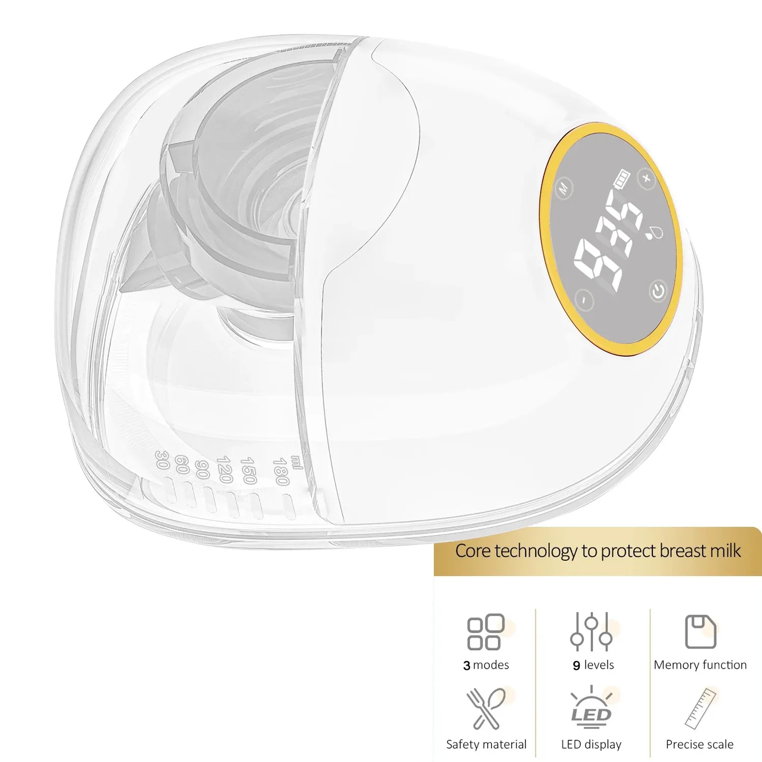Wearable Breast Pump - Smart Electric Milk Collector with LED Display, 3 Modes, 2.2cm Suction Port, Comfortable & Hands-Free for New Mothers thumbnail 4