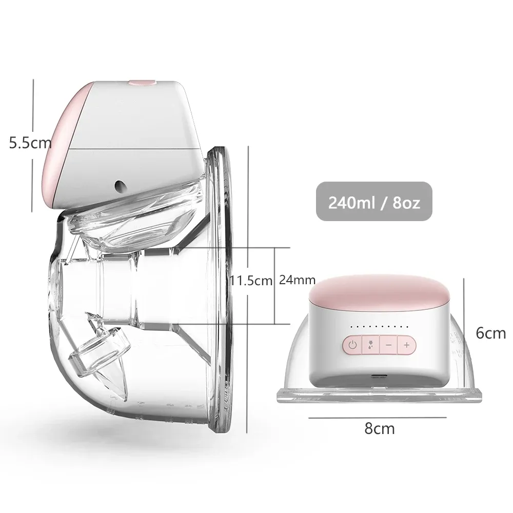 Homesen Wearable Breast Pump - Hands-Free Electric Single Portable Cup, 240ml/8oz BPA-Free, 3 Modes, 10 Suction Levels, Ultra-Quiet, Rechargeable for Moms on the Go thumbnail 4