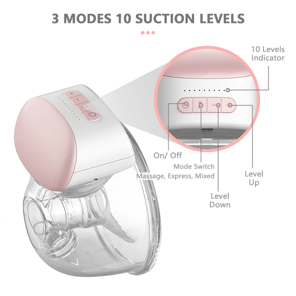 Homesen Wearable Breast Pump - Hands-Free Electric Single Portable Cup, 240ml/8oz BPA-Free, 3 Modes, 10 Suction Levels, Ultra-Quiet, Rechargeable for Moms on the Go showcase 3