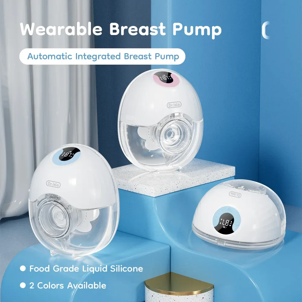 Dr.ISLA Wearable Breast Pump, Hands-Free Electric Milk Collector with LED Display, 4 Modes, 36 Levels, Rechargeable 1600mAh Battery, BPA-Free Liquid Silicone, Blue/Pink thumbnail 1