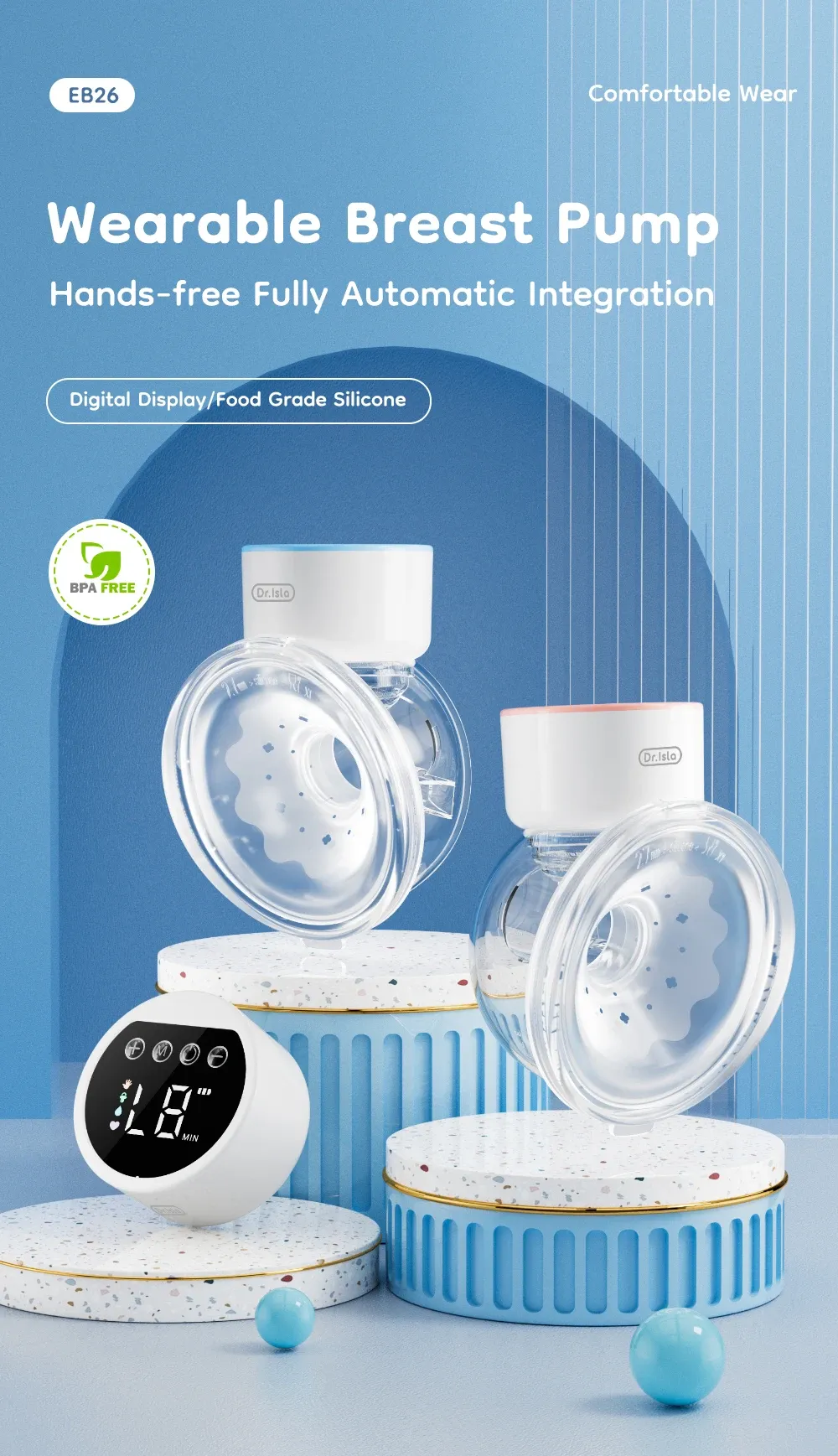 MAMIJOY Wearable Electric Breast Pump - Portable, Hands-Free, Silent Comfort with 19/24mm Flange, 4 Modes, 12 Speeds, BPA-Free Silicone for Efficient Breast Milk Extraction showcase 2