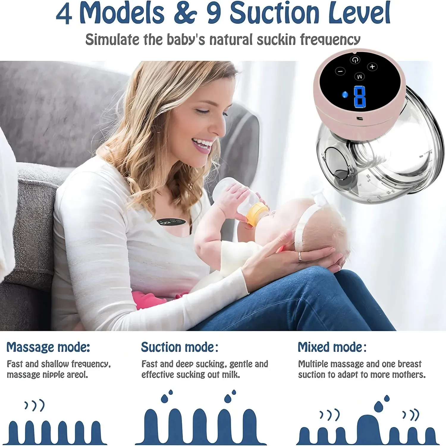 Wearable Electric Breast Pump - Portable, Hands-Free, Silent Comfort Breast Milk Extractor Collector for New Mothers thumbnail 3