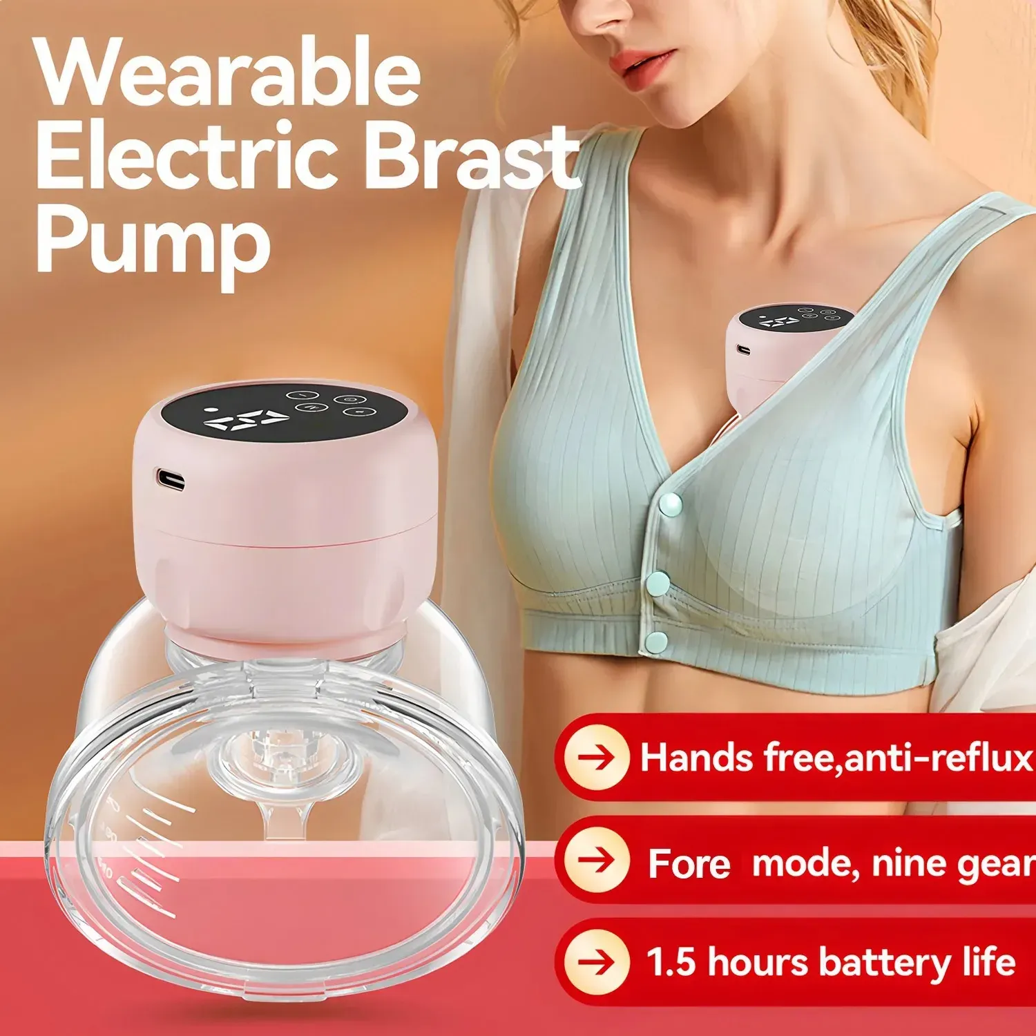 Wearable Electric Breast Pump - Portable, Hands-Free, Silent Comfort Breast Milk Extractor Collector for New Mothers thumbnail 1