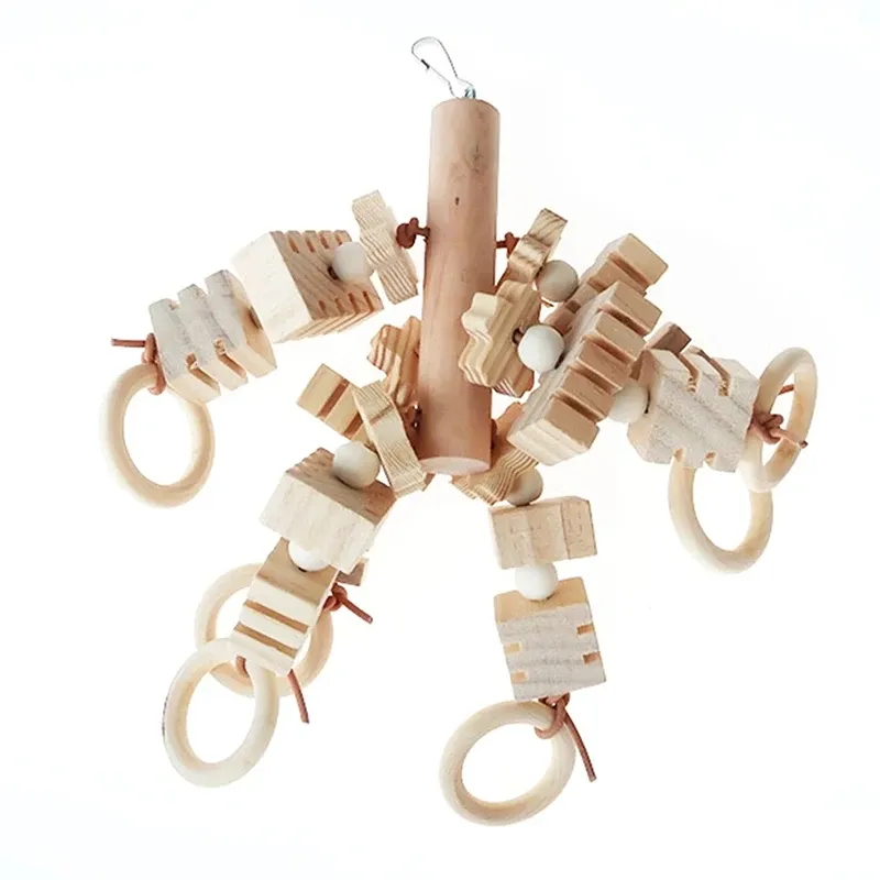 Large Natural Wooden Parrot Toy - Durable Bird Chewing Blocks for Cage Enrichment & Mental Stimulation showcase 4