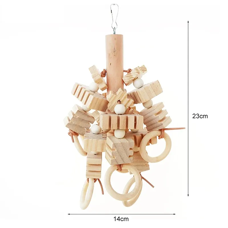 Large Natural Wooden Parrot Toy - Durable Bird Chewing Blocks for Cage Enrichment & Mental Stimulation showcase 2