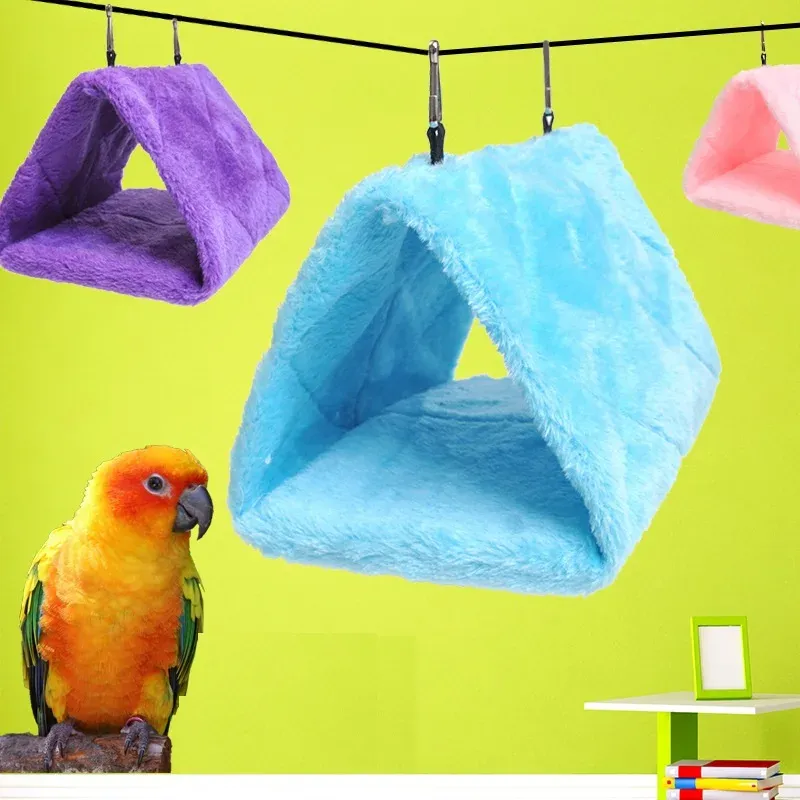 Cozy Winter Bird Bed Hammock Hut Tent - Warm Plush Hanging Cave for Parrots & Small Birds, Ideal for Sleeping & Nesting, Pet Bird Cage Accessories thumbnail 1