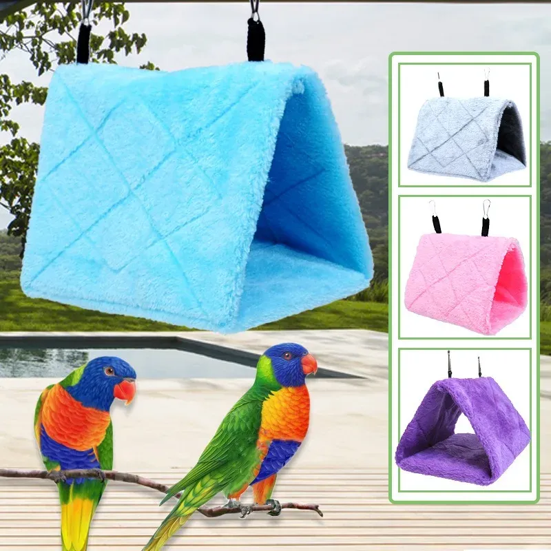 Cozy Winter Bird Bed Hammock Hut Tent - Warm Plush Hanging Cave for Parrots & Small Birds, Ideal for Sleeping & Nesting, Pet Bird Cage Accessories thumbnail 4
