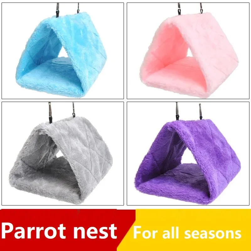 Cozy Winter Bird Bed Hammock Hut Tent - Warm Plush Hanging Cave for Parrots & Small Birds, Ideal for Sleeping & Nesting, Pet Bird Cage Accessories thumbnail 3