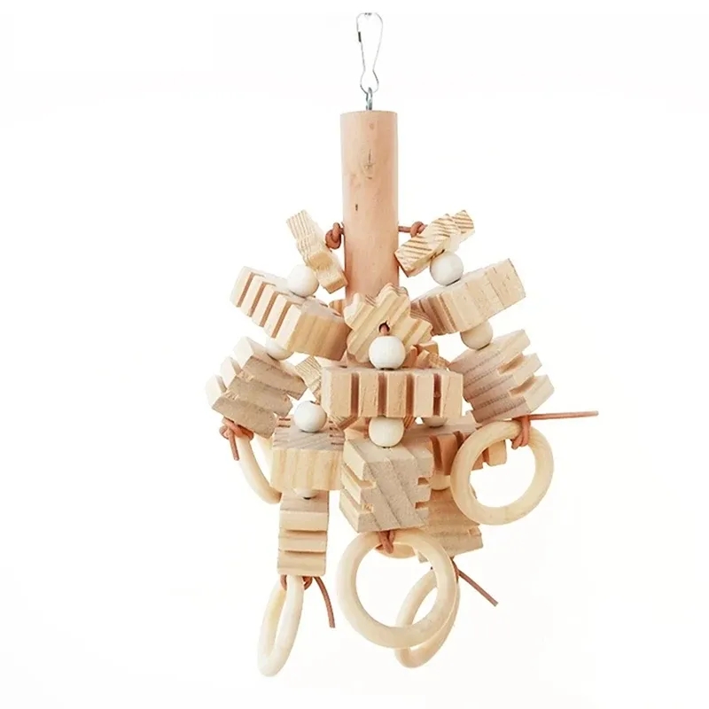 Large Natural Wooden Parrot Toy - Durable Bird Chewing Blocks for Cage Enrichment & Mental Stimulation showcase 6