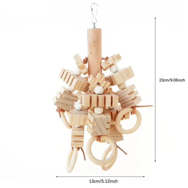 Large Natural Wooden Parrot Toy - Durable Bird Chewing Blocks for Cage Enrichment & Mental Stimulation showcase 1