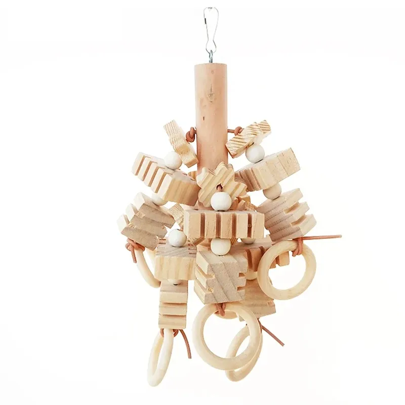Large Natural Wooden Parrot Toy - Durable Bird Chewing Blocks for Cage Enrichment & Mental Stimulation showcase 5