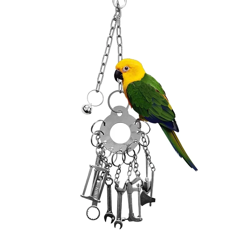 Durable Parrot Toy for Large & Medium Birds - Gnawing, Climbing, Puzzle Feeder Cage Accessory, Diamond Gray thumbnail 1