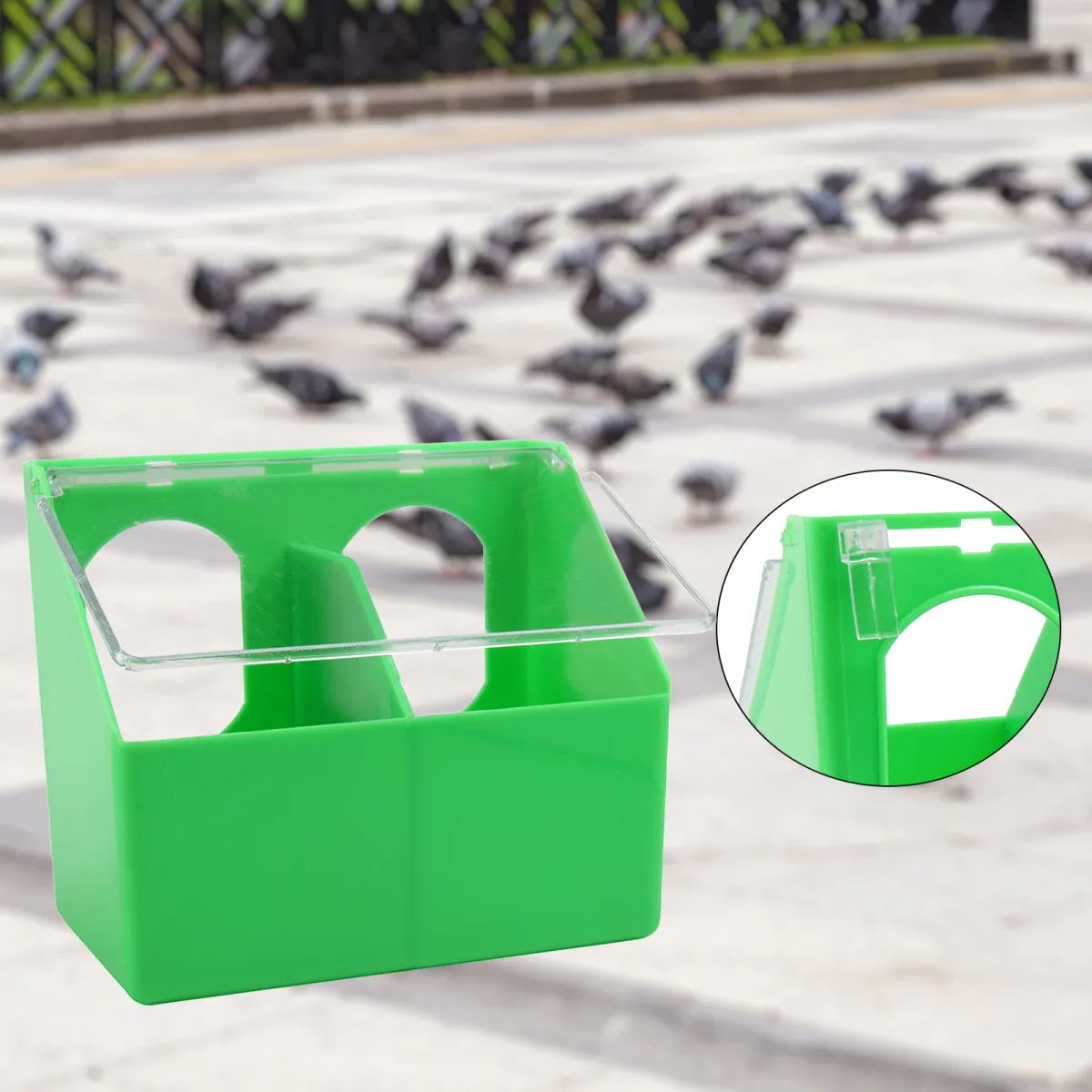 Pigeon Automatic Feeder Cage Box Large Capacity Food Trough for Birds Supplies, 1/2/4 Hole Design, Durable Plastic, Easy Install & Clean, Pet Bird Feeding Station showcase 14