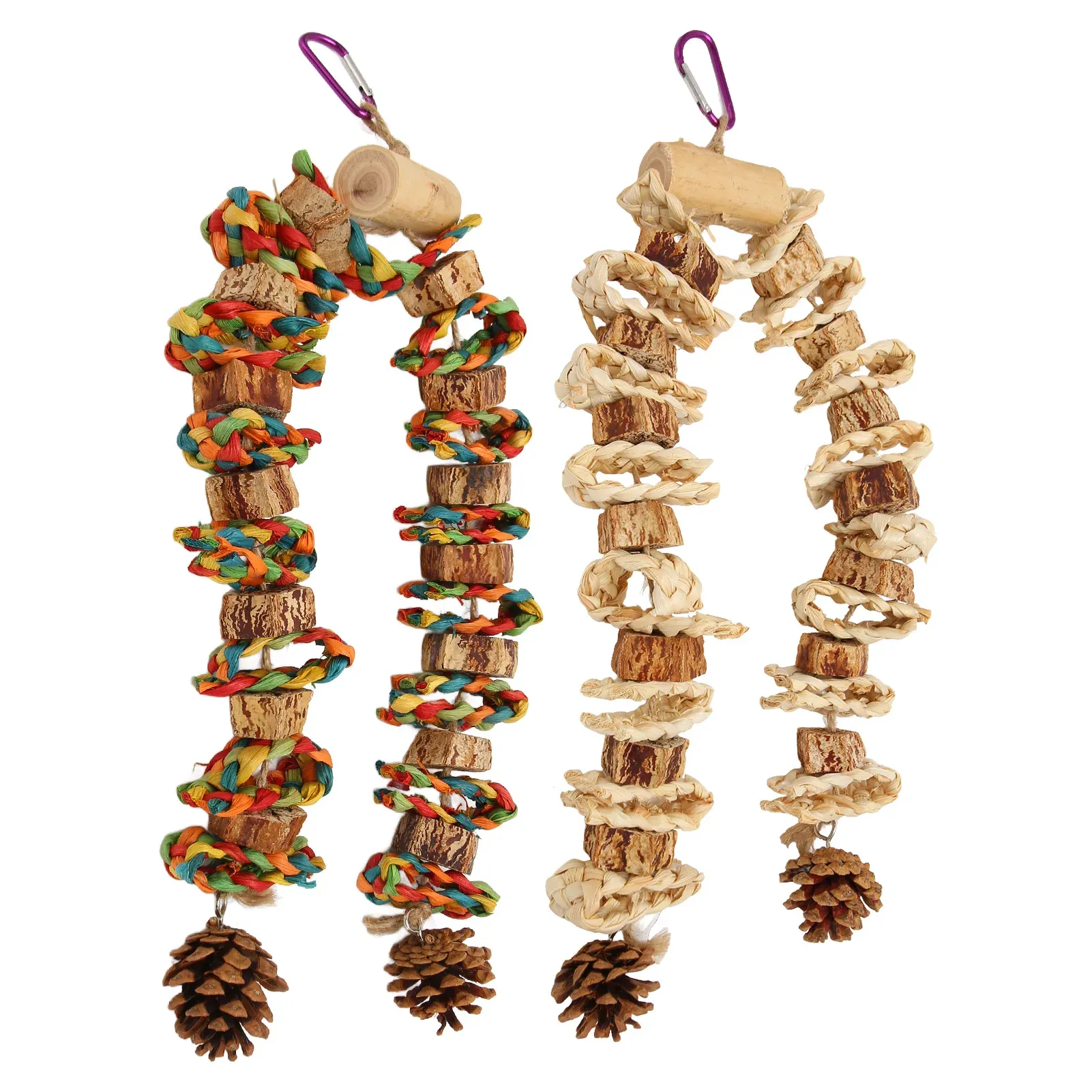 Parrot Chewing Toy - Safe Log Nut Pine Cone Corn Leaf Hanging Bird Cage Toy for Medium & Large Birds, Reduces Boredom & Destructive Behavior thumbnail 1