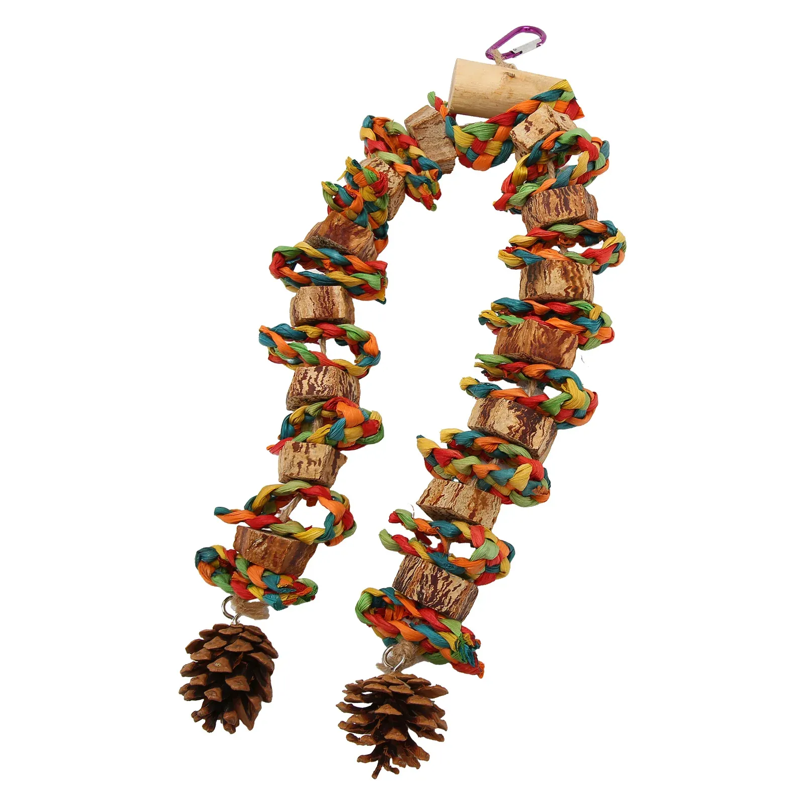 Parrot Chewing Toy - Safe Log Nut Pine Cone Corn Leaf Hanging Bird Cage Toy for Medium & Large Birds, Reduces Boredom & Destructive Behavior thumbnail 6