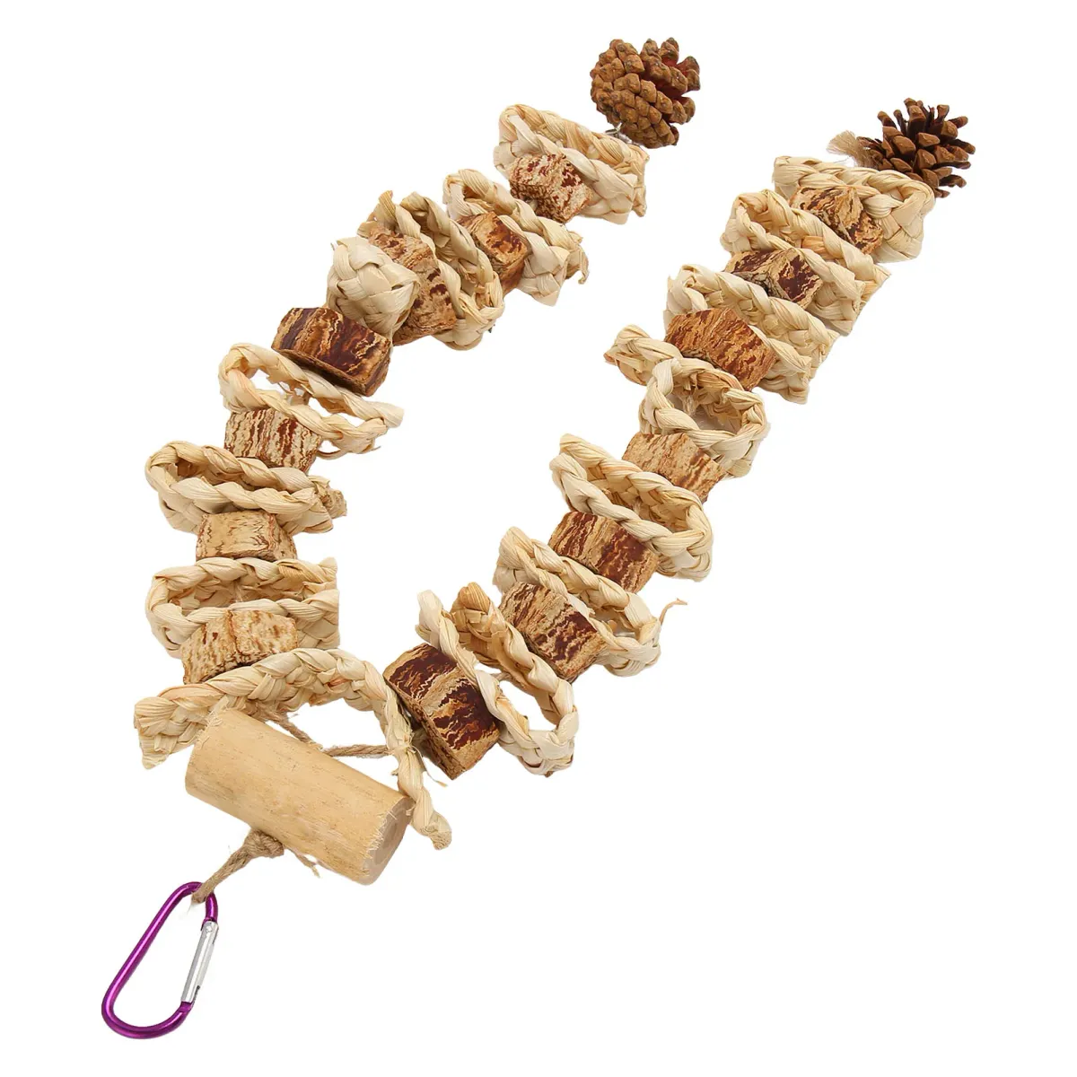 Parrot Chewing Toy - Safe Log Nut Pine Cone Corn Leaf Hanging Bird Cage Toy for Medium & Large Birds, Reduces Boredom & Destructive Behavior showcase 5