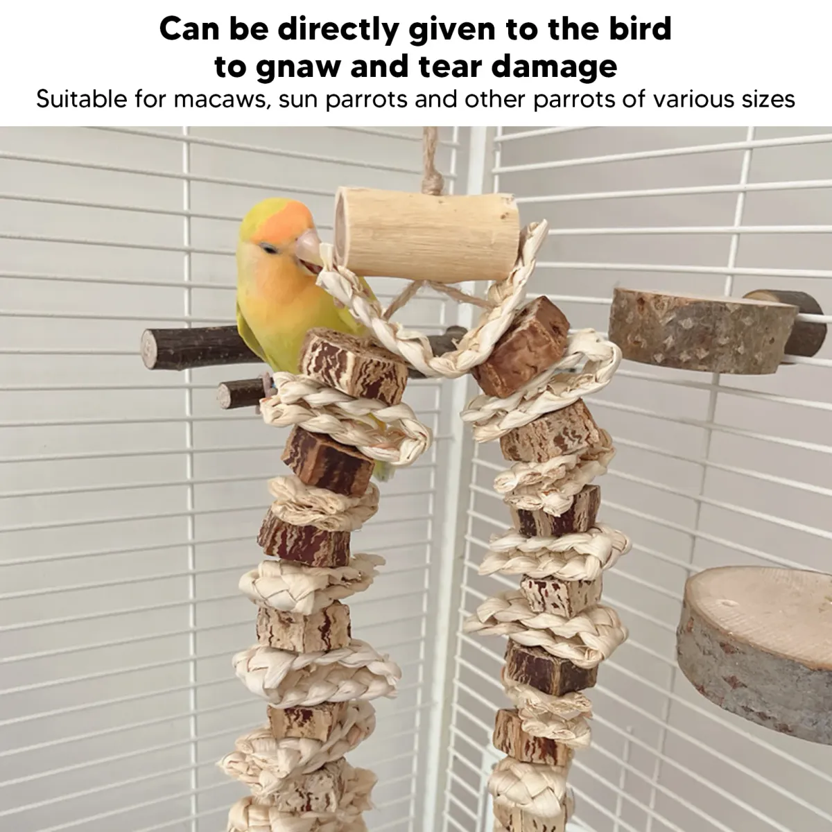 Parrot Chewing Toy - Safe Log Nut Pine Cone Corn Leaf Hanging Bird Cage Toy for Medium & Large Birds, Reduces Boredom & Destructive Behavior showcase 3