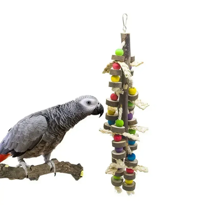 Durable Wooden Parrot Chew Toy for Medium to Large Birds - Natural Bird Cage Accessory for Enrichment and Play showcase 4