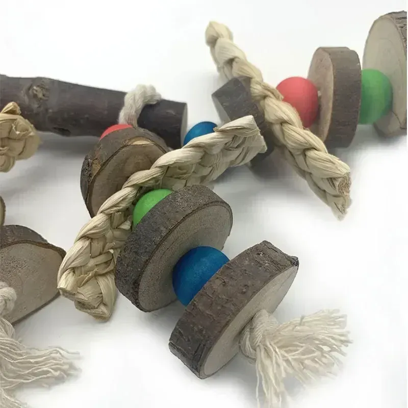 Durable Wooden Parrot Chew Toy for Medium to Large Birds - Natural Bird Cage Accessory for Enrichment and Play showcase 2