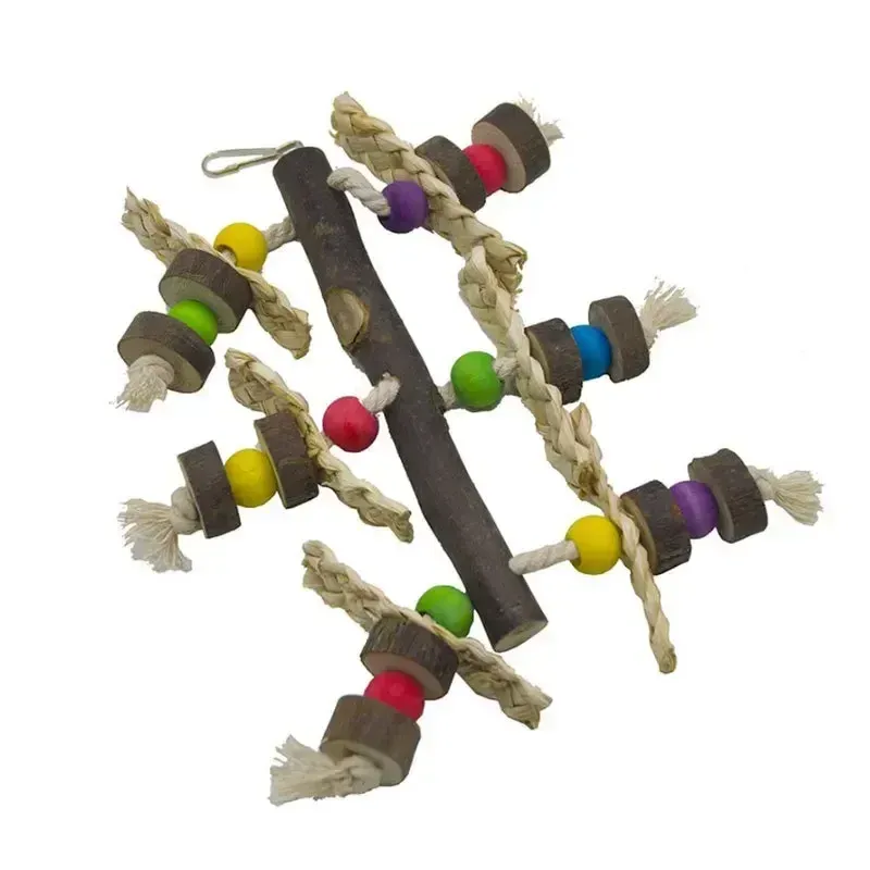 Durable Wooden Parrot Chew Toy for Medium to Large Birds - Natural Bird Cage Accessory for Enrichment and Play thumbnail 4