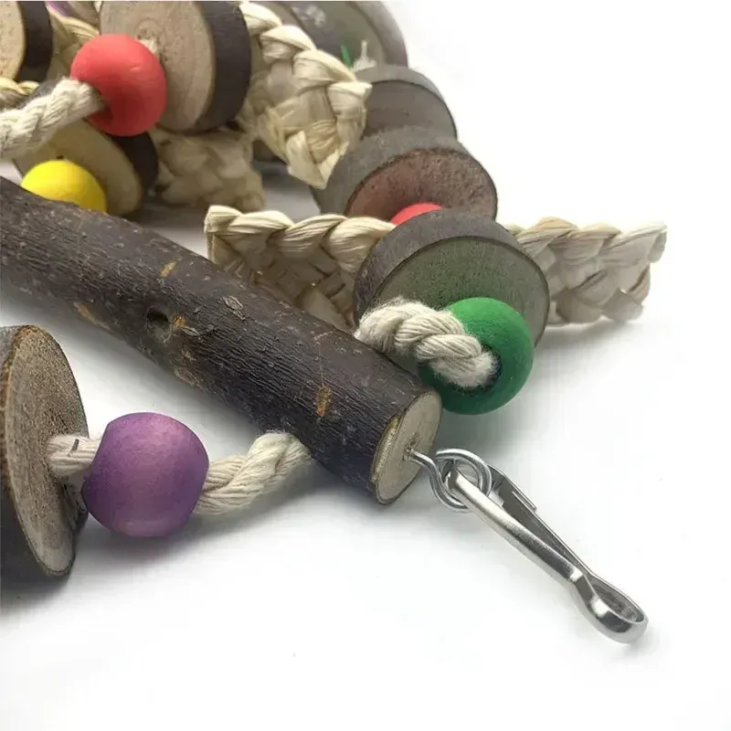 Durable Wooden Parrot Chew Toy for Medium to Large Birds - Natural Bird Cage Accessory for Enrichment and Play thumbnail 5