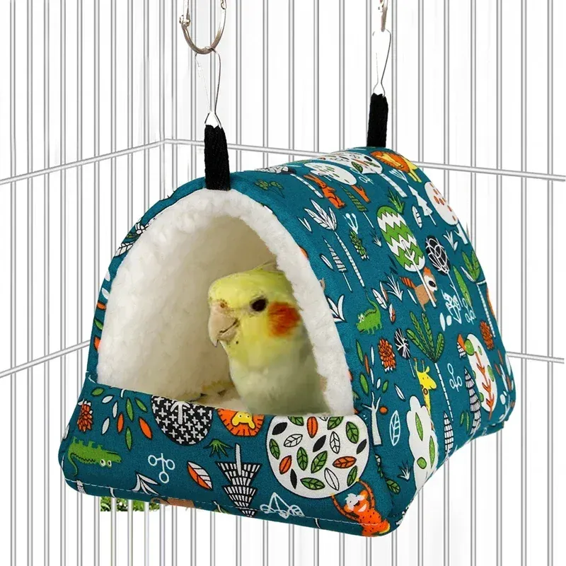 Cute Print Bird Bed Small Animal Nest for Hamster, Guinea Pig, Rabbit, Squirrel - Soft Cotton Hanging Cage Mat for Sleeping thumbnail 1