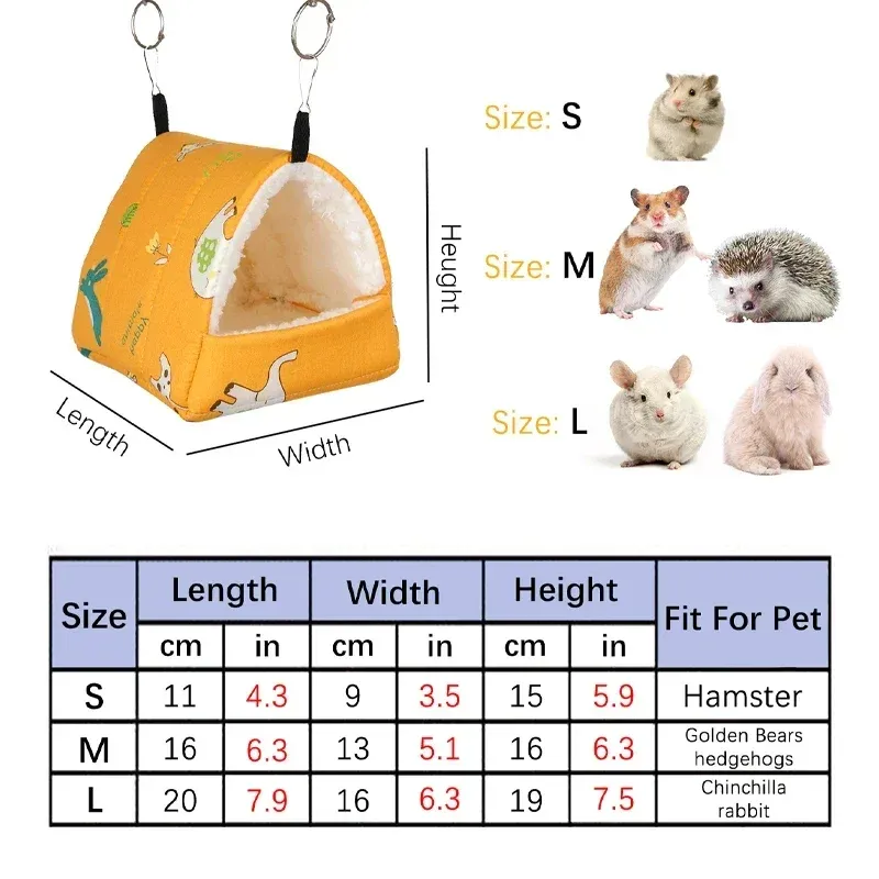 Cute Print Bird Bed Small Animal Nest for Hamster, Guinea Pig, Rabbit, Squirrel - Soft Cotton Hanging Cage Mat for Sleeping thumbnail 3