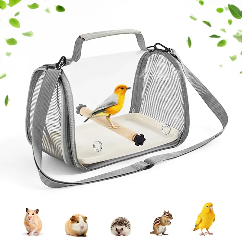 Portable Bird Travel Carrier Bag with Perch Stand, Breathable Design, Removable Straps for Small Pets, Parrots, Hamsters, Outdoor Travel showcase 6