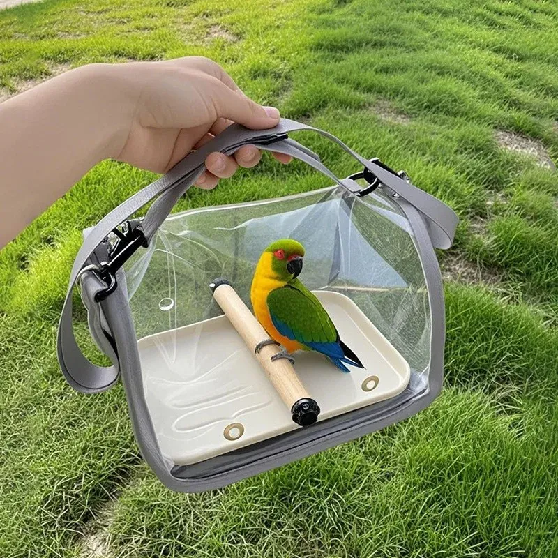 Portable Bird Travel Carrier Bag with Perch Stand, Breathable Design, Removable Straps for Small Pets, Parrots, Hamsters, Outdoor Travel showcase 1