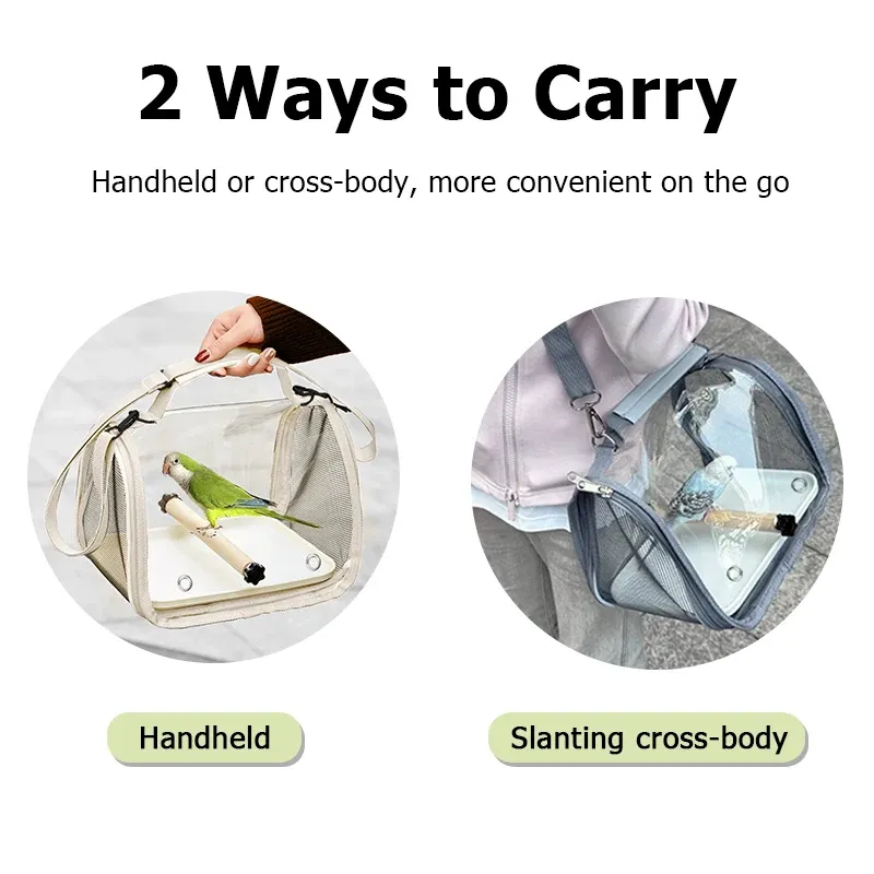 Portable Bird Travel Carrier Bag with Perch Stand, Breathable Design, Removable Straps for Small Pets, Parrots, Hamsters, Outdoor Travel showcase 5