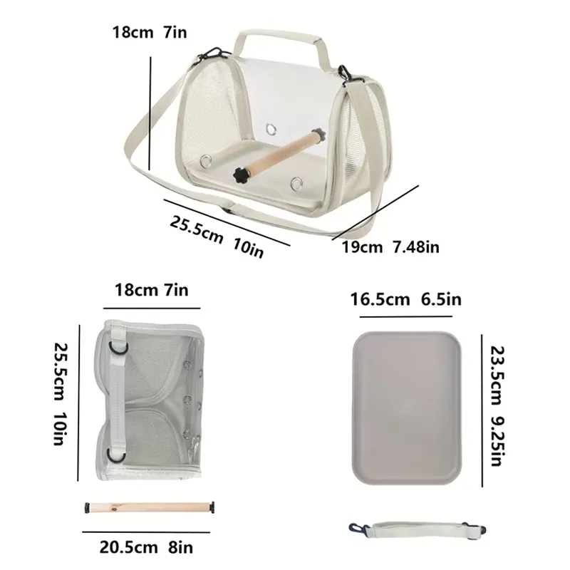 Portable Bird Travel Carrier Bag with Perch Stand, Breathable Design, Removable Straps for Small Pets, Parrots, Hamsters, Outdoor Travel showcase 3
