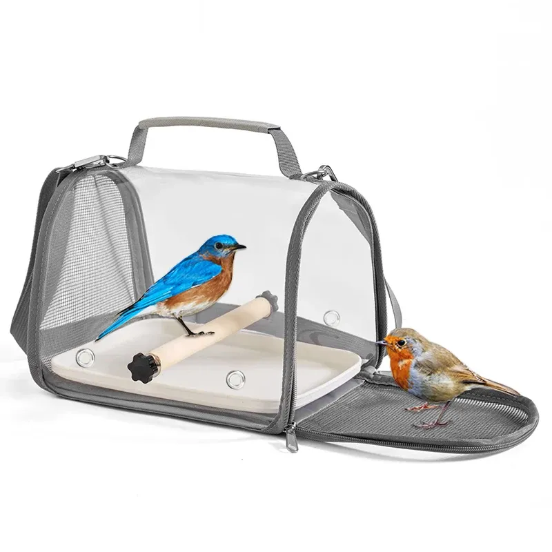 Portable Bird Travel Carrier Bag with Perch Stand, Breathable Design, Removable Straps for Small Pets, Parrots, Hamsters, Outdoor Travel showcase 7