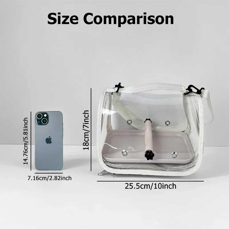 Portable Bird Travel Carrier Bag with Perch Stand, Breathable Design, Removable Straps for Small Pets, Parrots, Hamsters, Outdoor Travel thumbnail 2