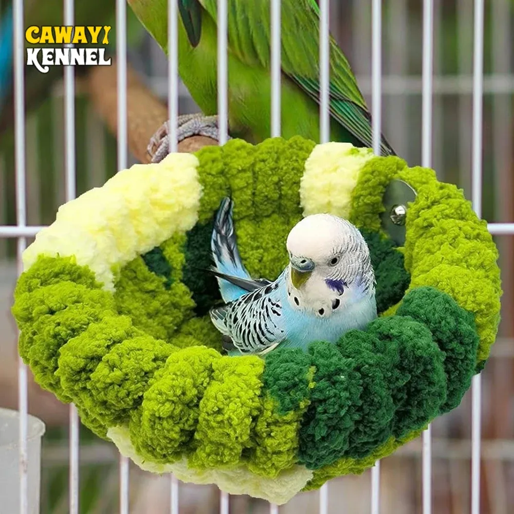 Cozy Bird Nest Plush Round Sleeping Bed House for Small Parrots & Animals - Warm Cage Accessories for Autumn/Winter Comfort thumbnail 1